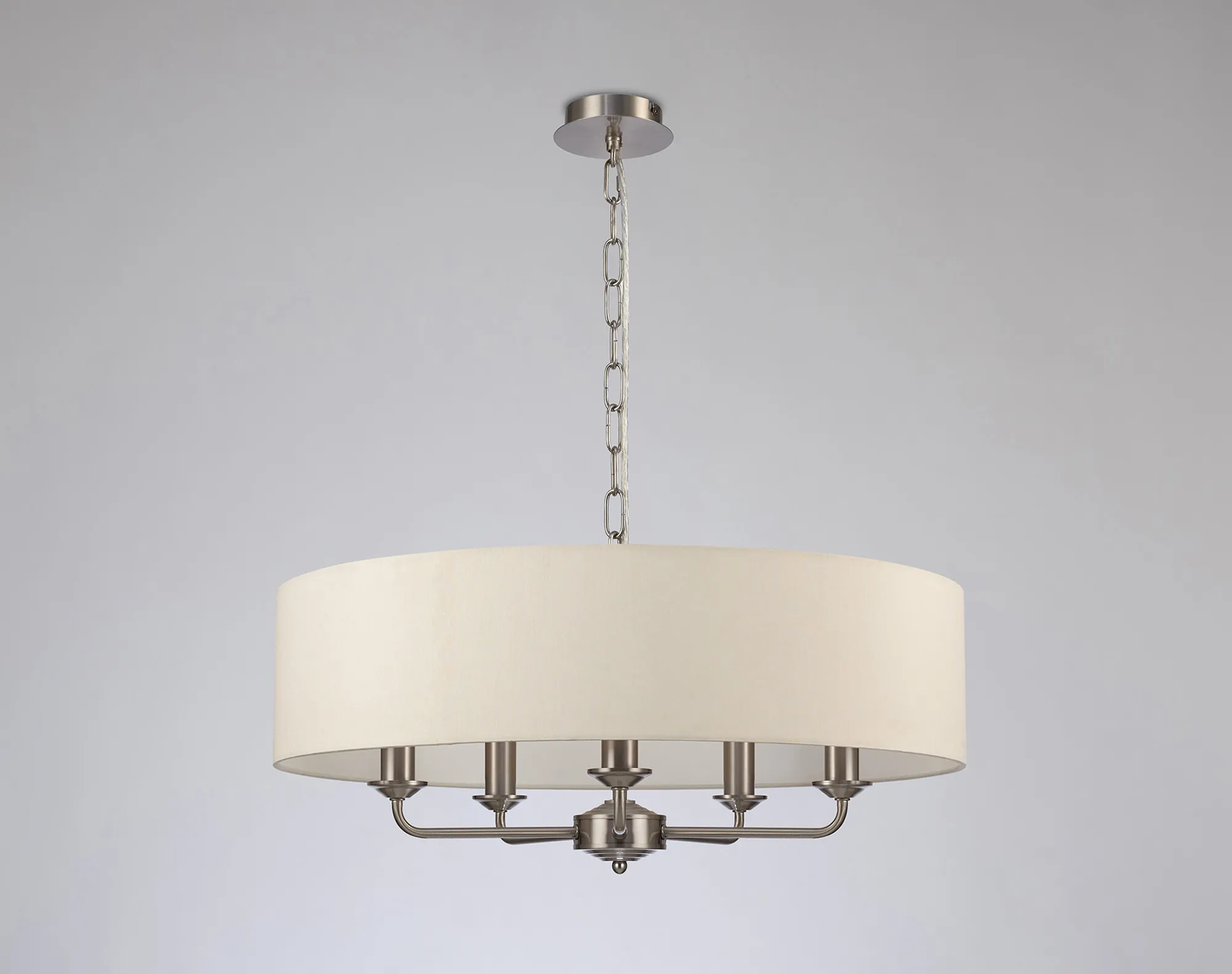 Banyan 60cm 5 Light Pendant Satin Nickel; Ivory Pearl DK0063  Deco Banyan SN IV